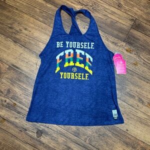 Zumba Fitness Blue Tank Top with Multicolor Print